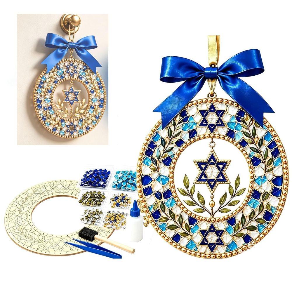 Mosaic Tiles DIY Hanukkah Mosaic Wreath Kit Ribbon Bow Star of David Wreath  Mosaic Art Kit