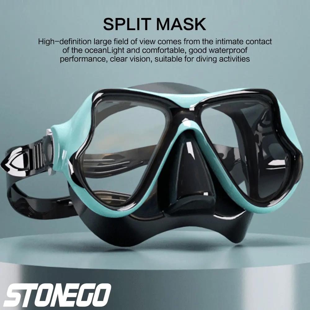 Snorkelling Gear Set Diving Mask Snorkel Set with Large Frame Silicone Skirt Anti Fog Tempered Glass Lens Full Dry Top Snorkel with Splash Guard