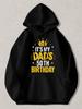 Black Pullover Hoodie with Golden Crown Graphic And "It'S My Dad'S 50Th Birthday" Text Casual Sweatshirt for Father'S 50Th Celebra