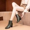 England Style Ankle Boots Women Leather Short Boot Button Spring Lady Elegant Evening Party High Heel Shoes Pointed Toe Botassr5
