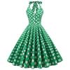 Hepburn lapel women's clothing polka dot neck backless medium long pendulum, retro dress