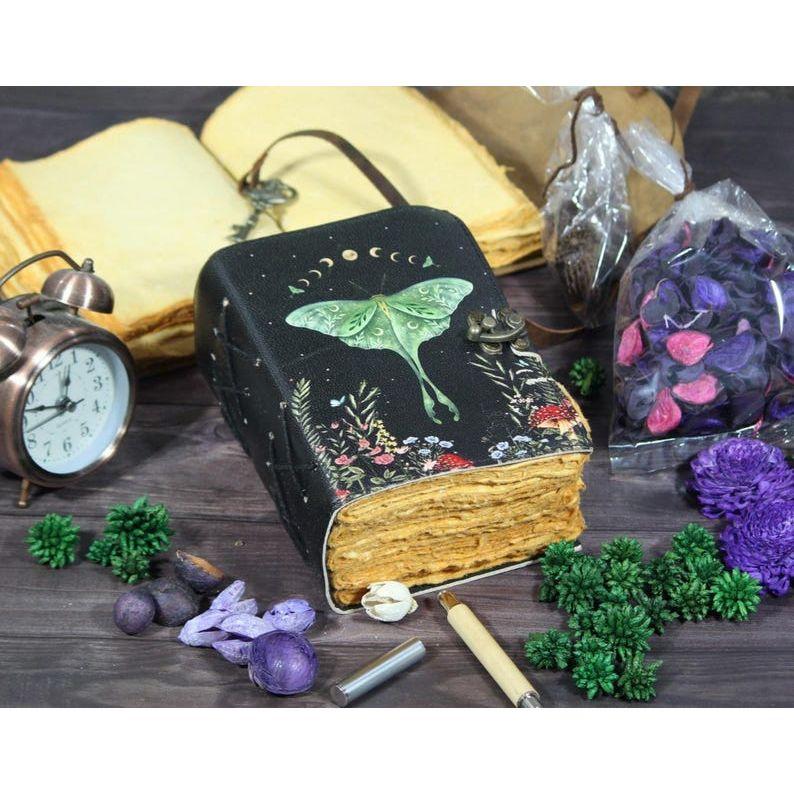 Luna Moth Leather Book of Shadows: Handmade Witchcraft Grimoire