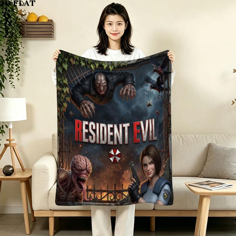 1PC Resident Evil Patterned Flannel Blanket Suitable For All Seasons For Home Decor Warmth And Comfort Gifts Holiday Present