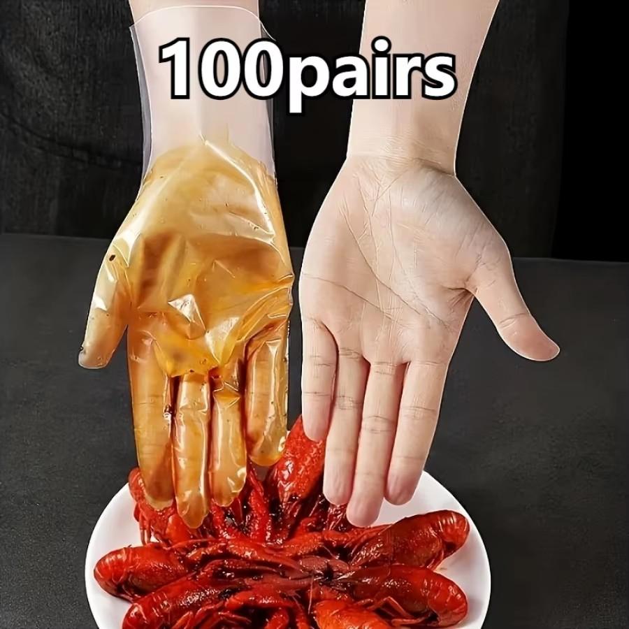 

100 pairs of food grade transparent disposable gloves, leak proof and oil proof, odorless, suitable for catering kitchens