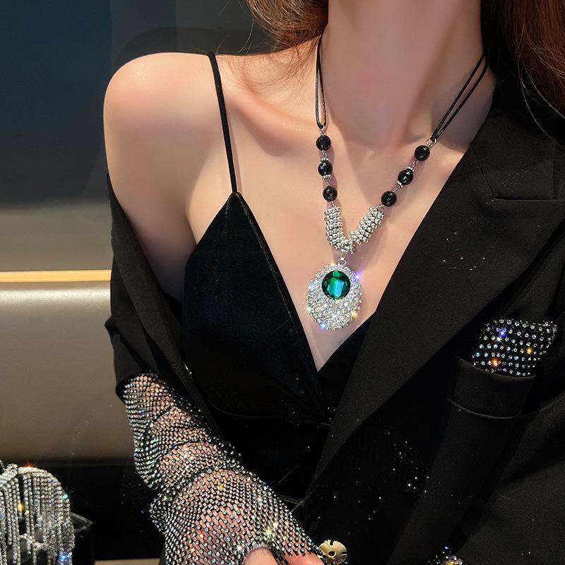 New Fashion Full Crystal Pendant Necklace Luxury Long Tassel Sweater Chain Necklace For Women Jewelry Female Collar Necklace