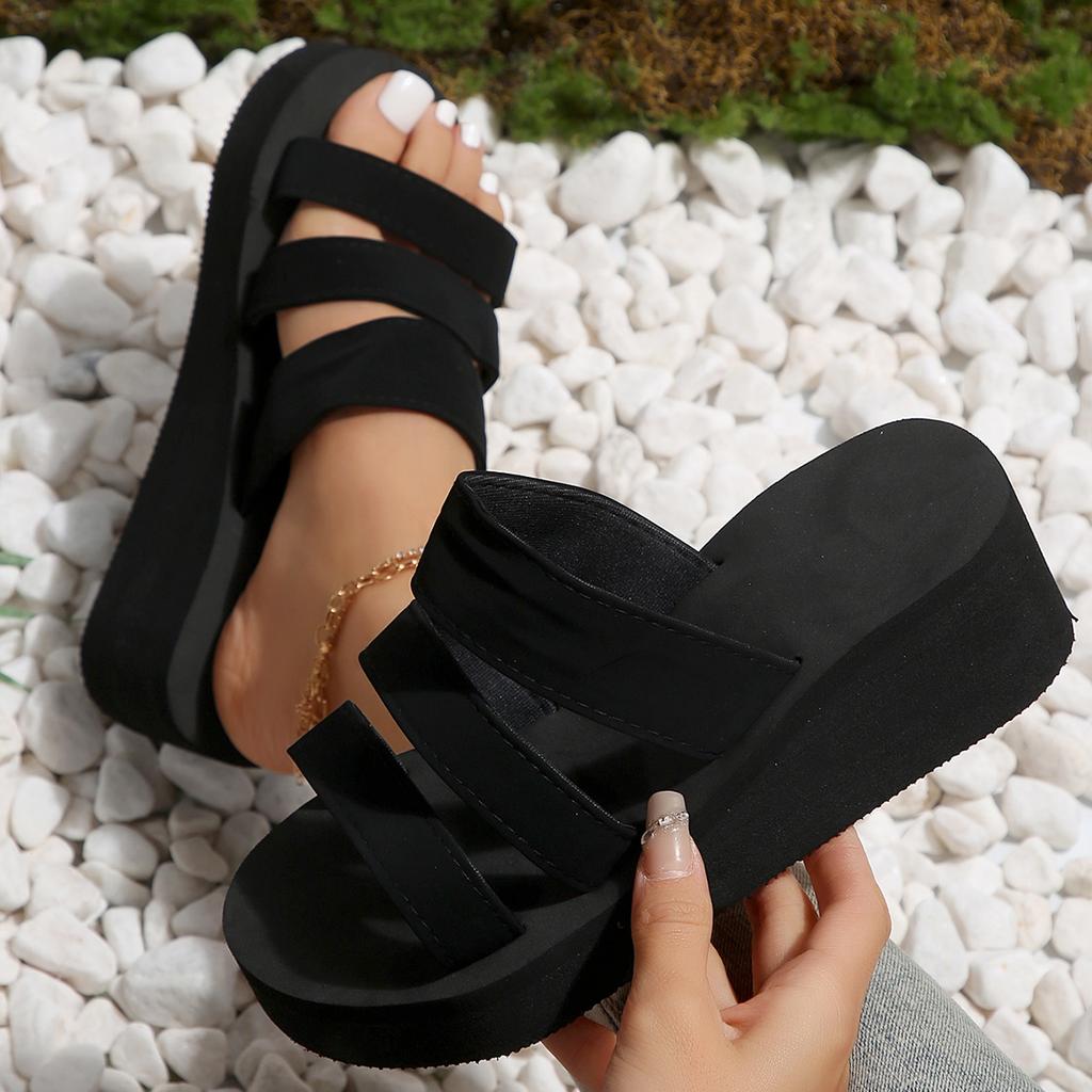 Black Platform Slippers Women's Sandals Soft EVA Black Color Ladies Fashion Slides Thick Sole Summer Shoes Woman Flip Flops