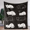 1pc Blanket, Retro Cat Print Blanket, Warm, Comfortable And Soft Blanket, Suitable for Sofa, Bed, Sofa, Car, Office, Flannel