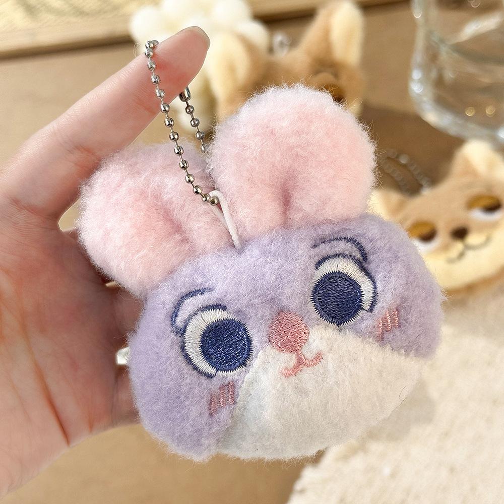 Cute Fox Rabbit Officer Plush Keychain Squeaky Bag Charm Pendant Soft Stuffed Animal Toy Gift
