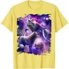 Cosmic Wolf Howling Graphic Tee Men Casual Round Neck Breathable Cotton Print Tshirt