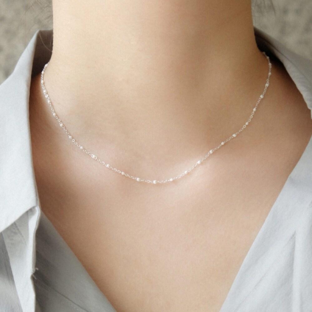 Silver Gemstone Petite Slimline Necklace N01106