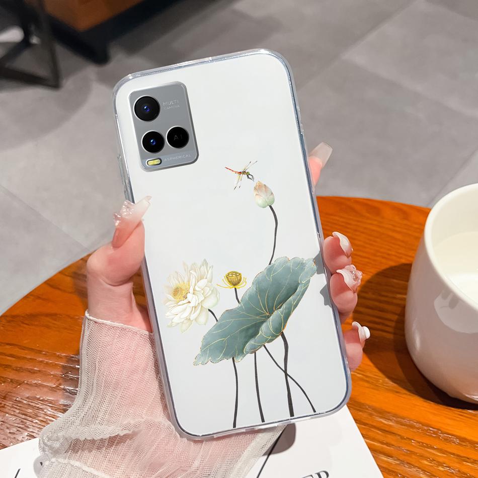 For Vivo Y21 Y21S Y21T Y21A Y21E Y21G Phone Case Painted Flowers Soft Clear TPU Silicone Funda For Vivo Y 21 Lightweight Bumper