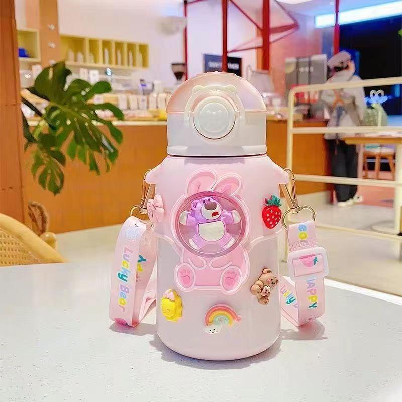 Adorable Pet-Inspired Girls' Thermos Cup - 316 Stainless Steel, Large Capacity, with Straw
