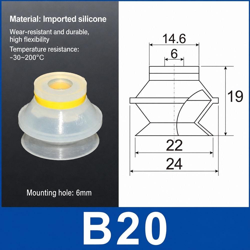 1Pcs PIAB Style Vacuum Suction Cup Bellows Suction Cup  for Injection Molding Machine Manipulator