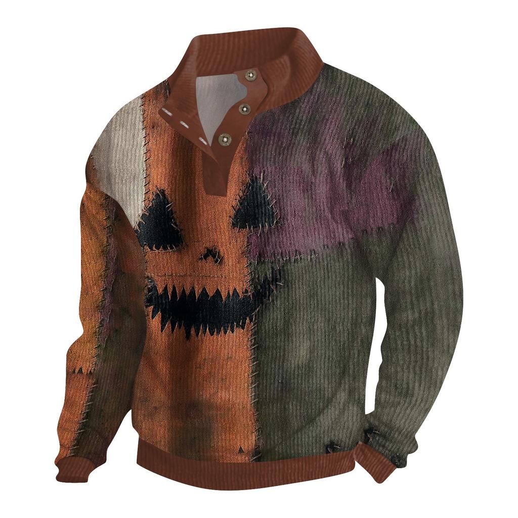 Men's Halloween Printed Corduroy Button Shirt