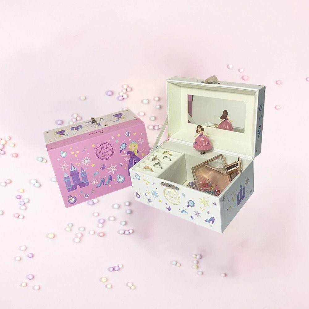 Cute Princess Music Box Cartoon Jewelry Storage Box Unique Children Musical Ornaments  Necklace Box