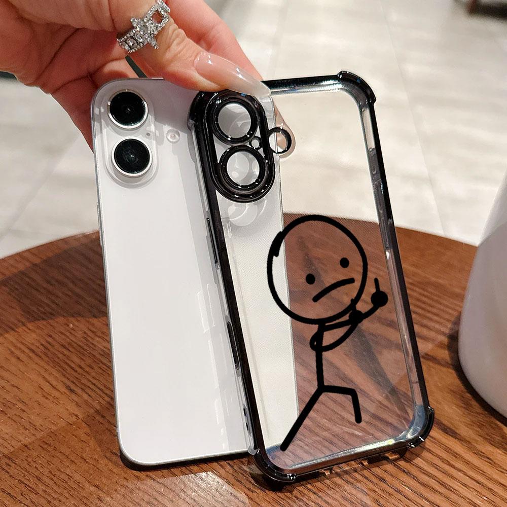Stickman Case For Samsung Galaxy A57 A37 A07 A17 A56 5G A55 A54 A52 A36 A34 33 A73 A26 A25 A16 A06 Middle Finger Man Phone Cover