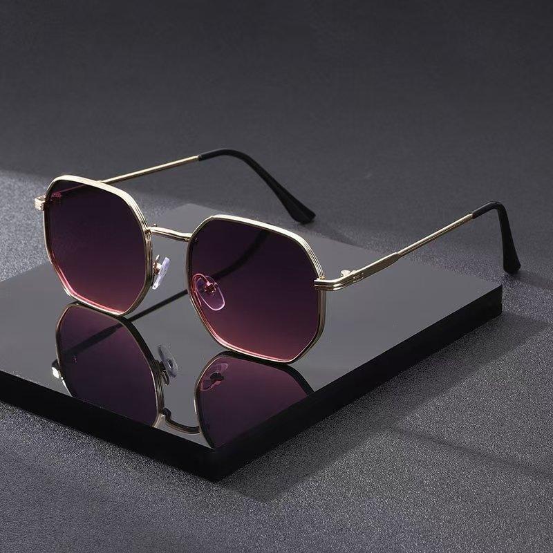 New Polygon Metal Sunglasses Vintage Luxury Brand Design UV400 Protection For Women Men Mirror Sun Glasses