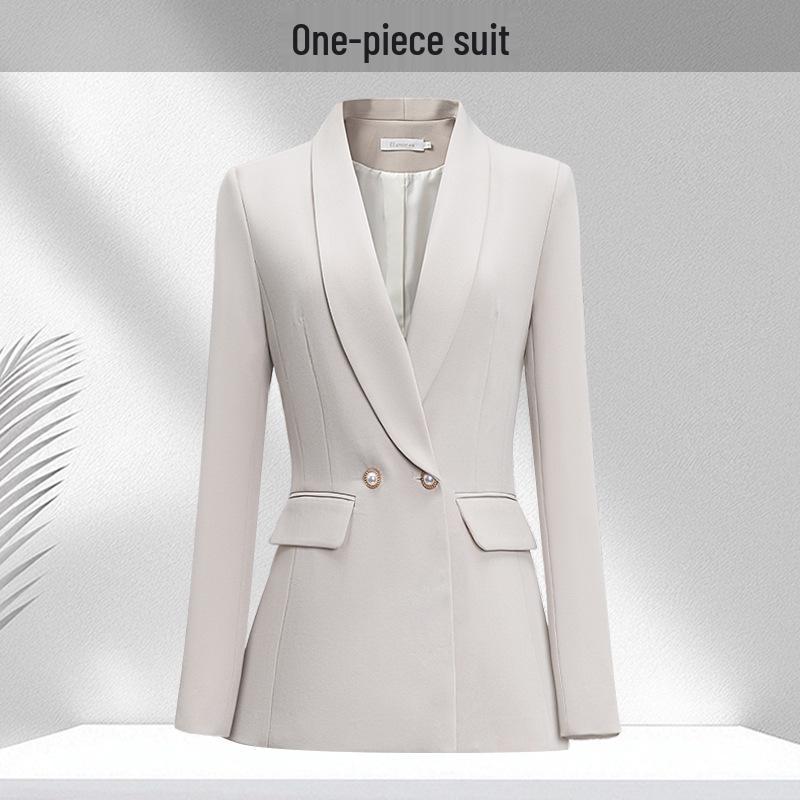 

2025 Women s High-End Beige Suit Set: Casual Wide-Leg Pants, Professional Formal Wear for Spring, Autumn, Winter. S
