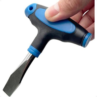 Kompaktný plochý skrutkovač s T-rukoväťou a 10mm čepeľou – Ergonomická čierno-modrá rukoväť pre rýchloupínacie platne, statívy kamier