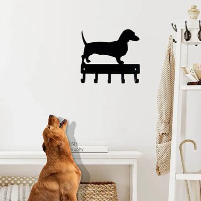 1 porte-clés en forme de teckel pour chien - 22,9 cm de large - Décoration murale en métal pour suspendre des clés en fer