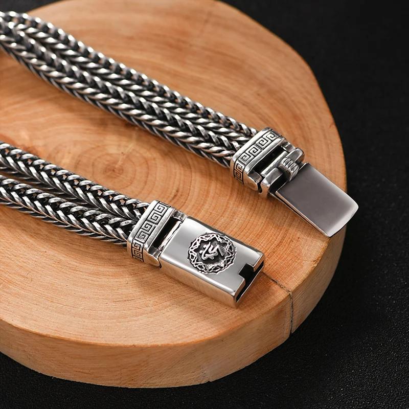 Factory Price 100% Real Solid S925 Silver Hand Woven Heavy Bracelet Men's Fashion Retro Bracelet Personality Vintage Jewelry