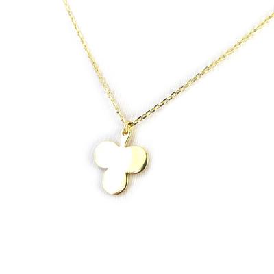 [N2870] - Gold Plated 'Card Games' Necklace (clover) - 12x10 Mm