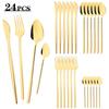 24pcs Black Mirror Dinnerware Set Knife Fork Coffee Spoon Cutlery Set Stainless Steel Flatware Western Party Kitchen Tableware