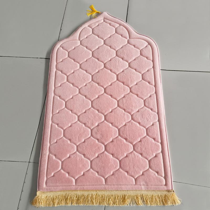 Soft Worship Kneel Travel Prayer Rug Non-slip Prayer Mat Flannel Carpet for Muslim Ramadan Embossing Floor Carpets Portable