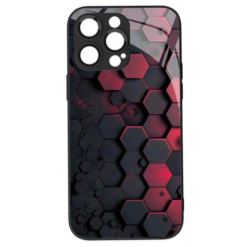 Geometrický voštinový design Potisk Tvrzené sklo Pouzdro na telefon Pro iPhone 11 12 13 14 15 16 17 Pro Max 17 Air 7 8 Plus XS X XR Kryt