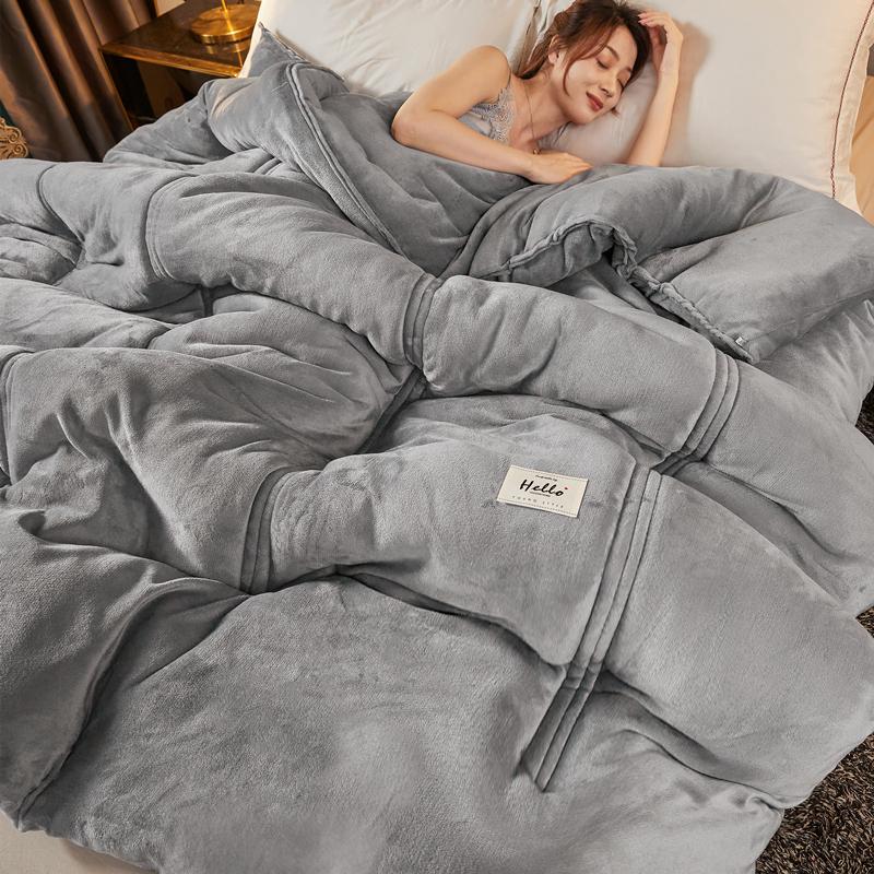Super Warm Double-sided Quilt Milk Velvet Quilt 5kg Winter Comforter Thickened Cotton Quilt Core Autumn Winter Quilt Double Warm