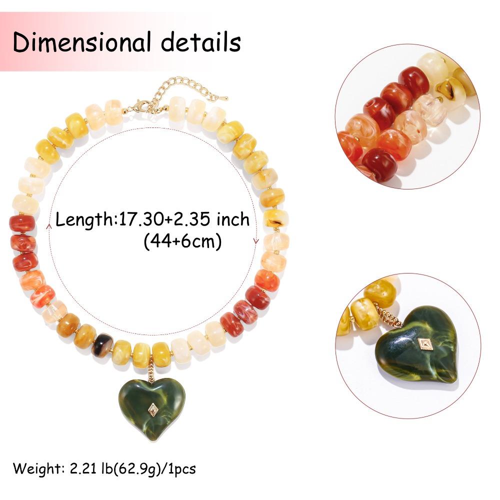 Colorful Beads Pendant Necklace Acrylic Collarbone Chain Chunky Beads Necklace Jewelry Gifts 4