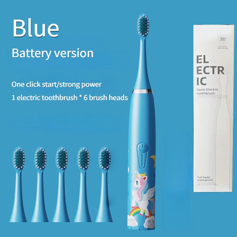 Children's Electric Toothbrush Kid Cartoon Ultrasonic Sonic Electric Toothbrush with 5 Replacement Heads Electric Brush Children