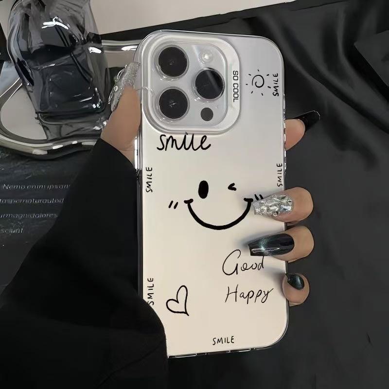 Simple smiley face is suitable for Apple 17Promax mobile phone case personalized case iPhone16/15ins wind 14 laser 13