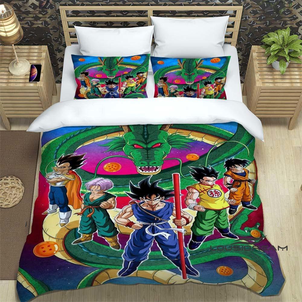 3D Dragon Ball Cartoon Bedding Set (3 Pieces) – Includes Duvet Cover and Pillowcases. Soft and Comfortable.