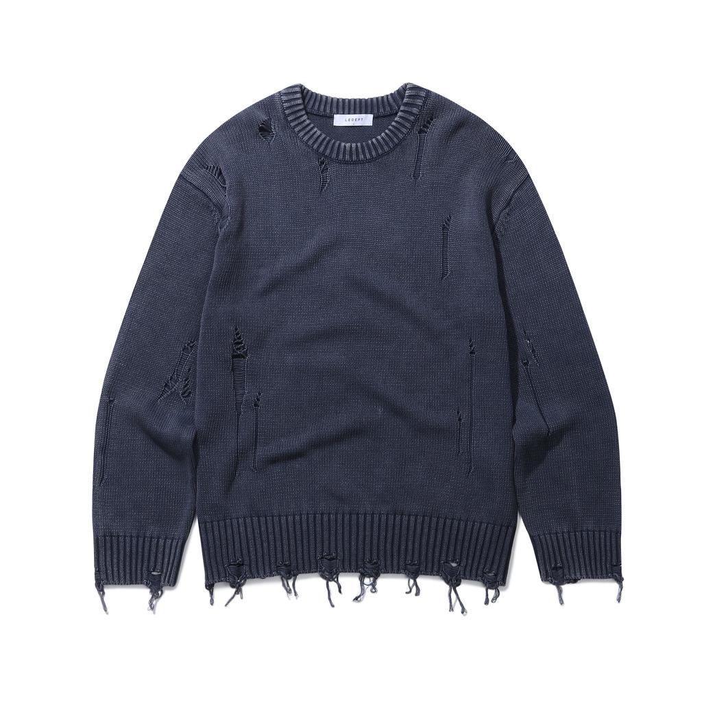 LEDEPT [Zhibanov X Le Dept] Garment Damage Round Pullover [3 Colors]