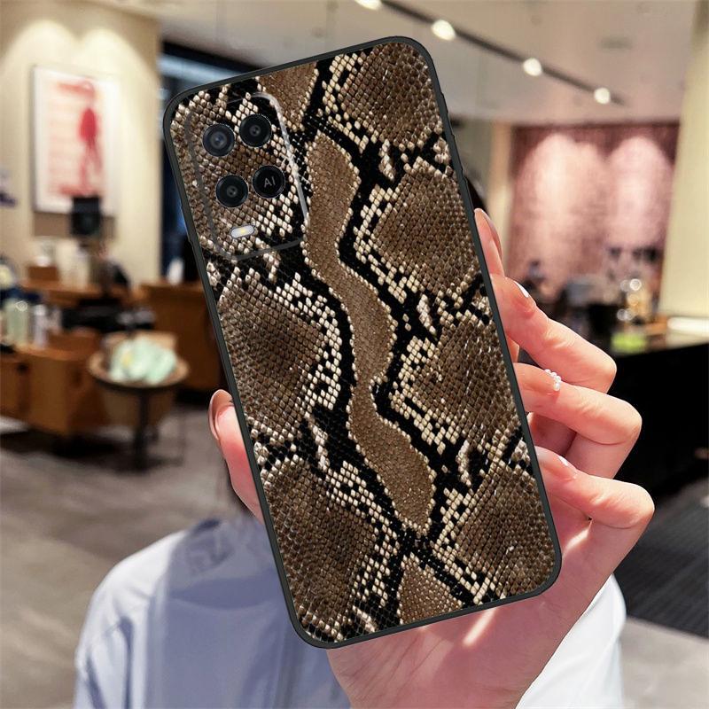 Snake Texture Case For Oppo A94 A54 A40 A60 A80 A98 A78 A18 A38 A58 A16 A76 A96 A17 A77 A74 A57S A15 Cover