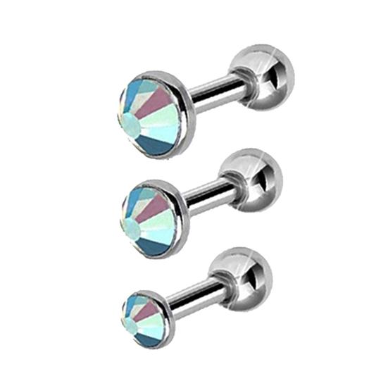 

3Pcs/Set Women Fashion Stainless Steel Round Rhinestone Ear Studs Earrings for Party