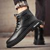 Autumn and winter leather casual men's boots high-top black retro Martin boots fashion tooling shoes 9961