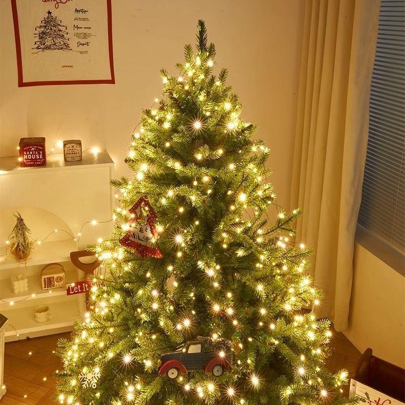 Waterproof LED Christmas Star Light Strip: Dark Green Copper Wire Fairy Lights for Outdoor Decoration