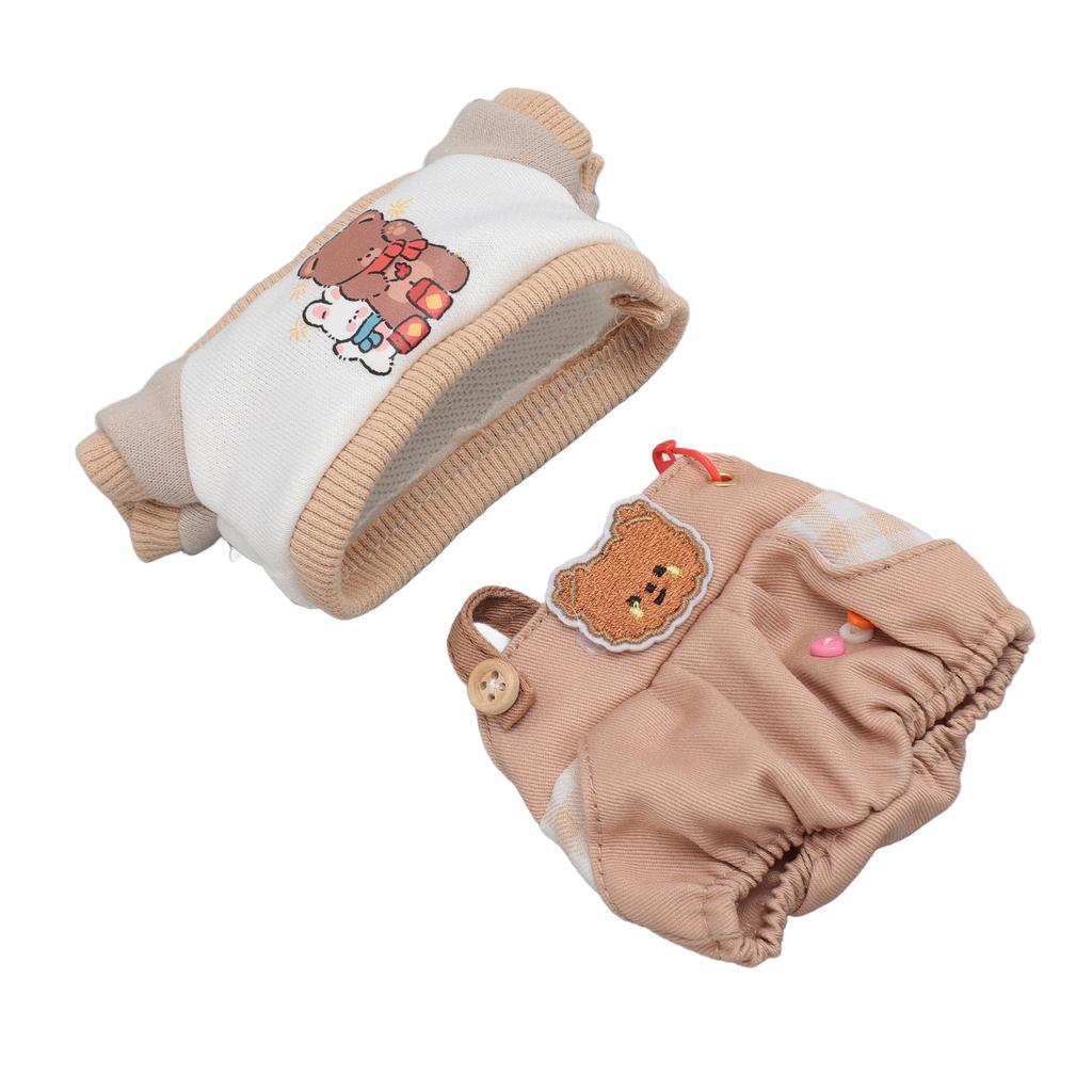 Plush Doll Clothes Cute Cotton T Shirt Overalls Stuffed Doll   Toy Clothing for 8in Dolls Dress Up