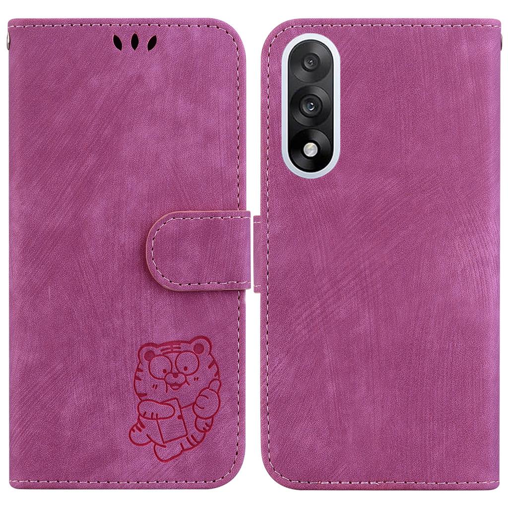 For OnePlus Nord 5 5G Wallet Case Tiger Imprint Leather Shockproof Phone Cover with Wrist Strap