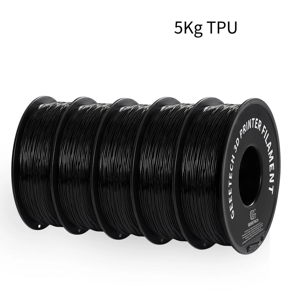 GEEETECH 5KG Transparent TPU Filament, Highly Elastic Flexible Material, Compatible with Most 3D Printers, 1.75mm Diameter