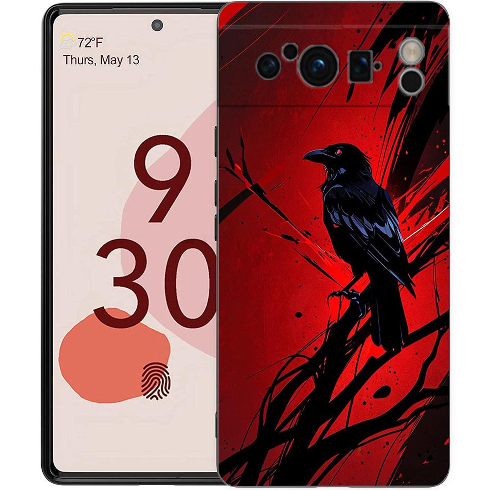 Phone Case Cover for Google Pixel 10 9 8 7 6 7A 6A Pro Shockproof Soft TPU 10 9 Pro XL Shell Capas Fundas Black Raven Coque Bags