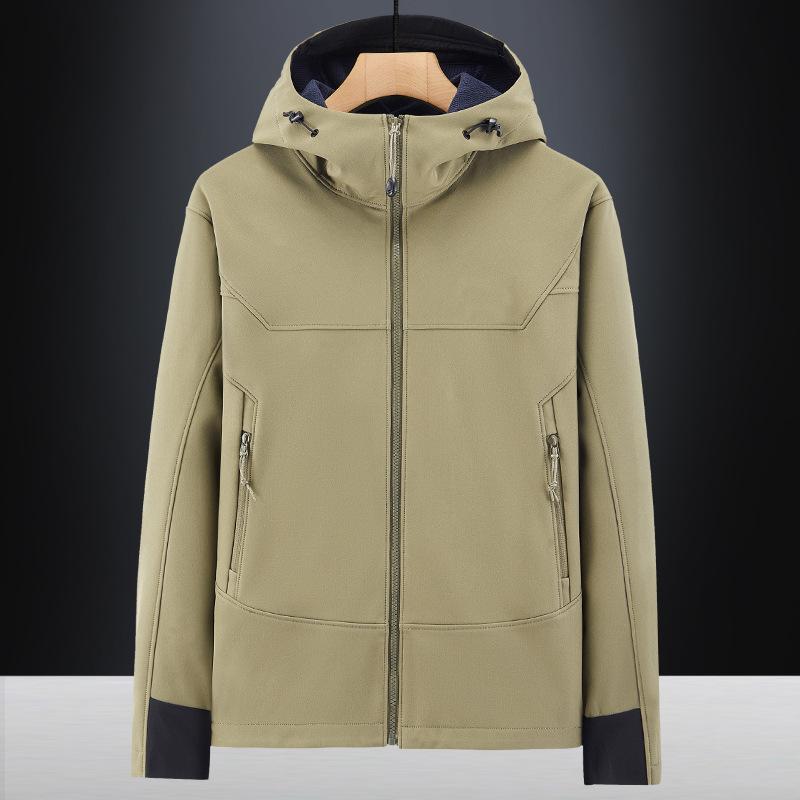 

Осенне-зимняя флисовая повседневная спортивная куртка для альпинизма, свободная, с воротником-стойкой, двухсторонняя, мужская, модная, ветрозащитная 5XL хаки