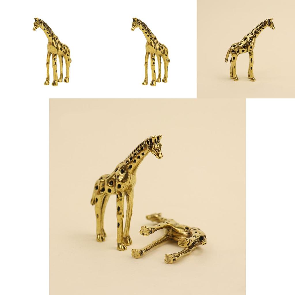 Small Copper Giraffe Statue Unique Artistic Craft For Home Office Or Market Display