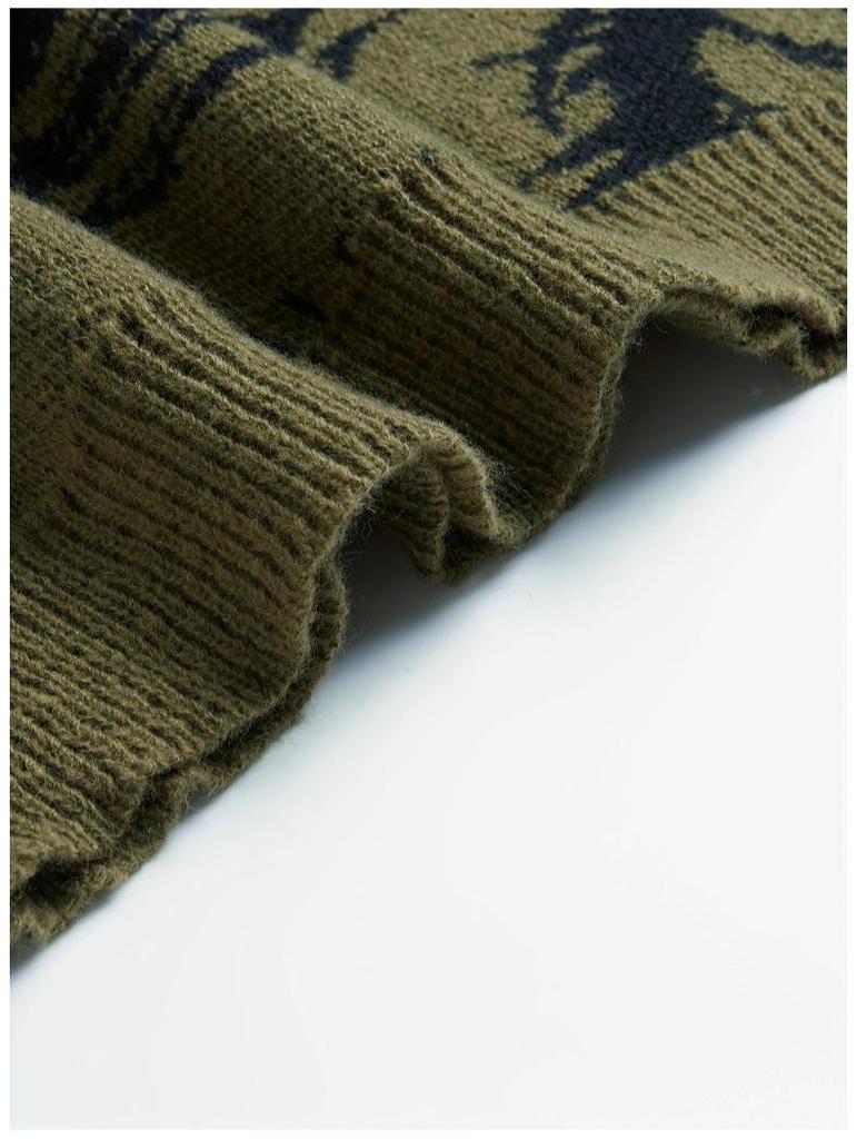 Men's Trendy Dark Style Eye Pattern Knit Sweater - European/American Streetwear, Autumn/Winter Collection