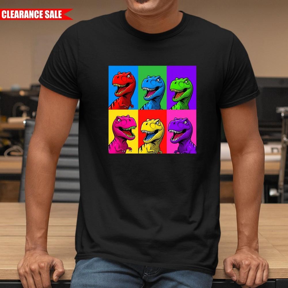 

Dinosaur Pop Art T Shirt Printed Funny Classic Gifts Short Sleeve Men s Tee Top 3XL