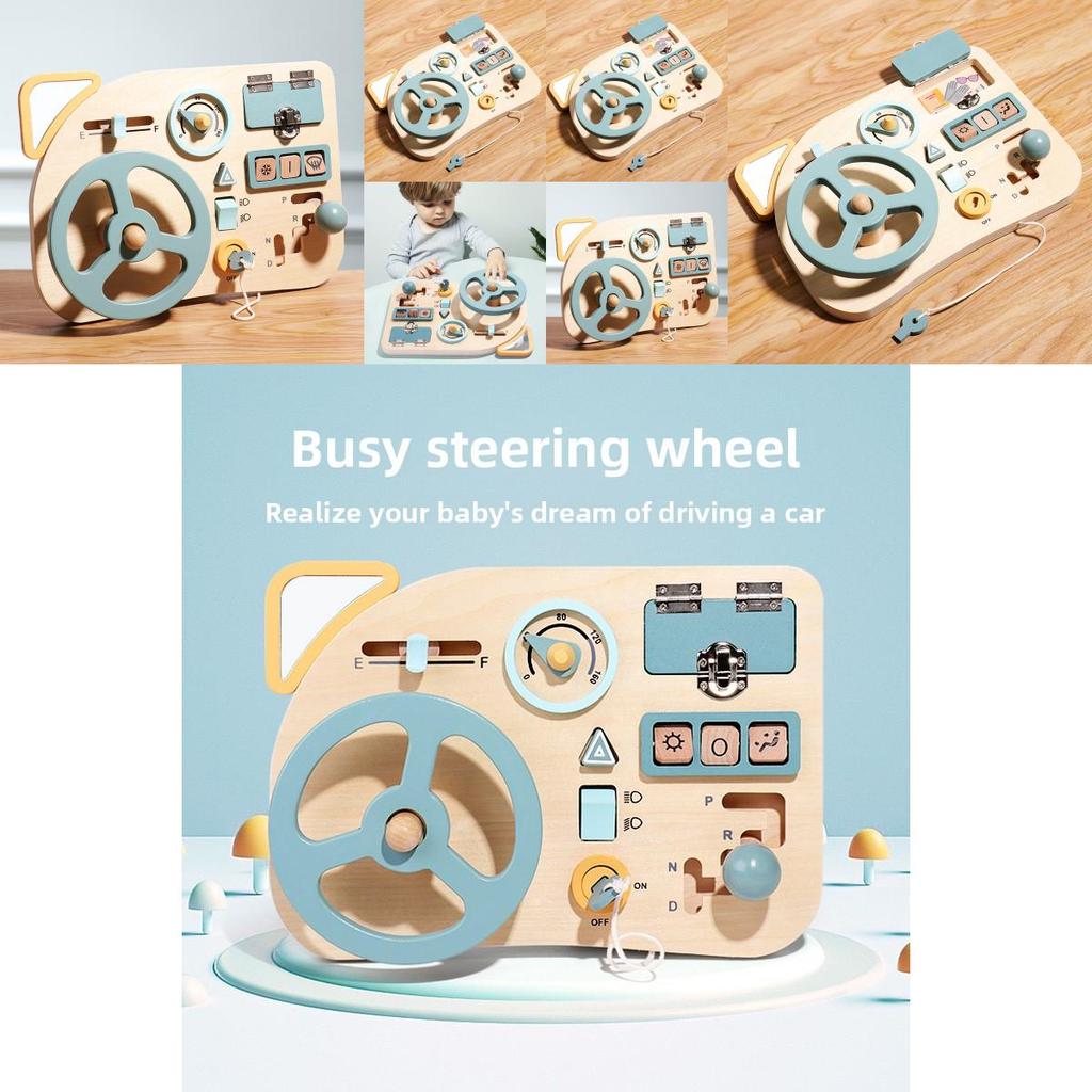 Wooden Busy Board Steering Wheel Toy For Kid Learning And Development