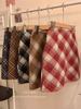 Plus Size Women's High Waist Retro Plaid Wool Mini Skirt