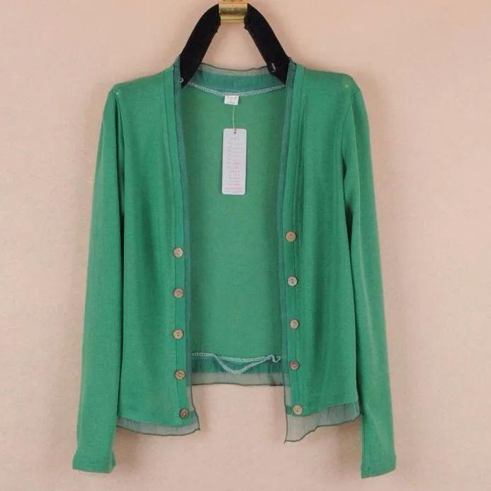 Women's Spring and Summer Solid Color Thin Simple Knit Sweater Long Sleeve Plus Size Button Sun Protection Outerwear